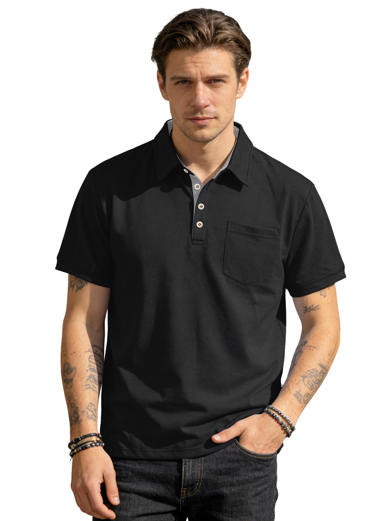 Men's Knit Short Sleeve Polo Shirt