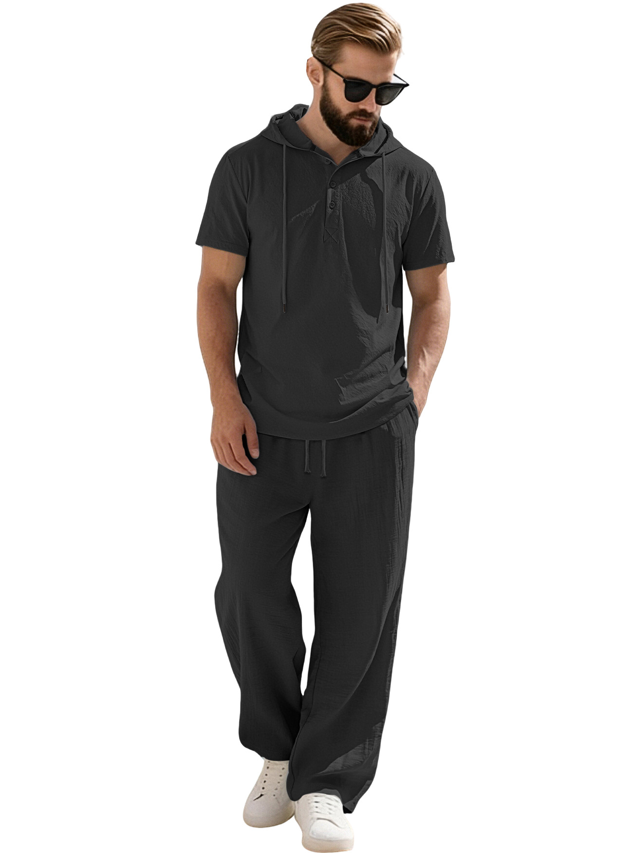 Men's Short Sleeve Hoodie & Pants Set
