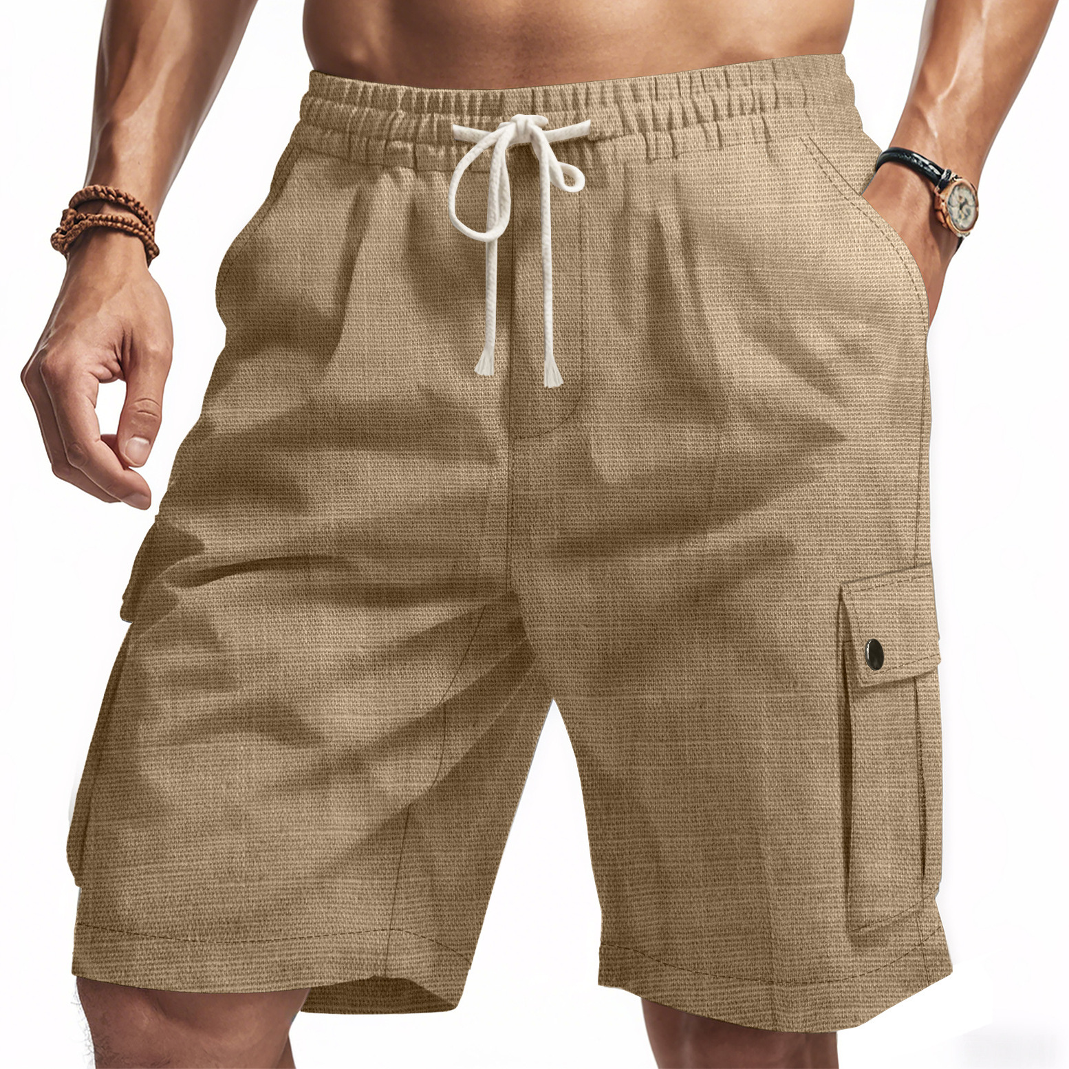 Men's Summer Linen Shorts, Casual Beach Style for Daily Wear