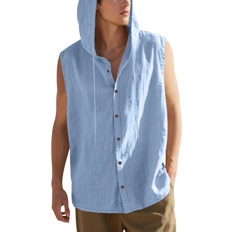 Men's Sleeveless Linen Shirt