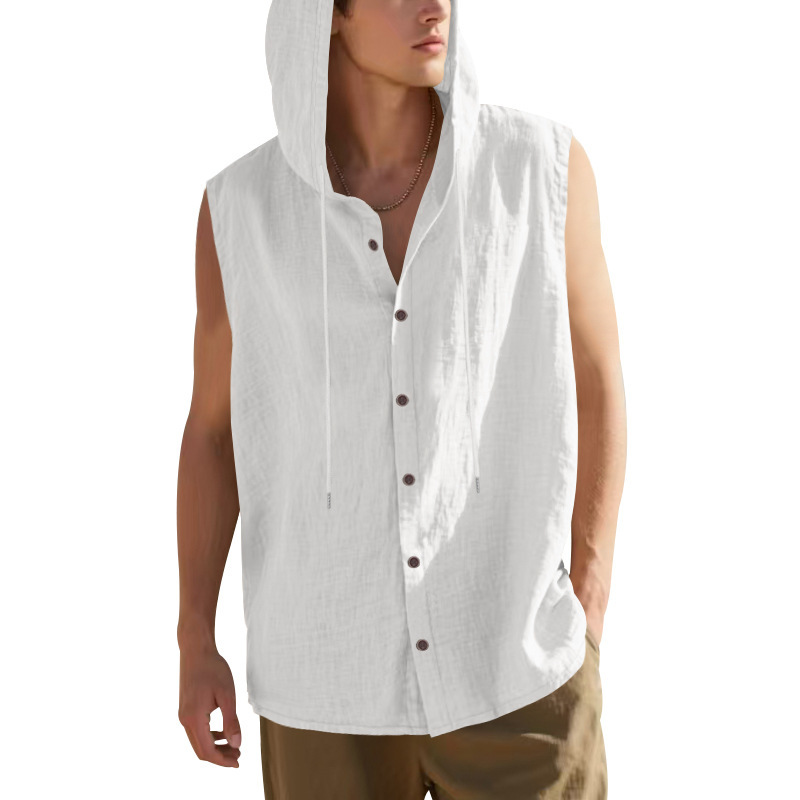 Men's Sleeveless Linen Shirt