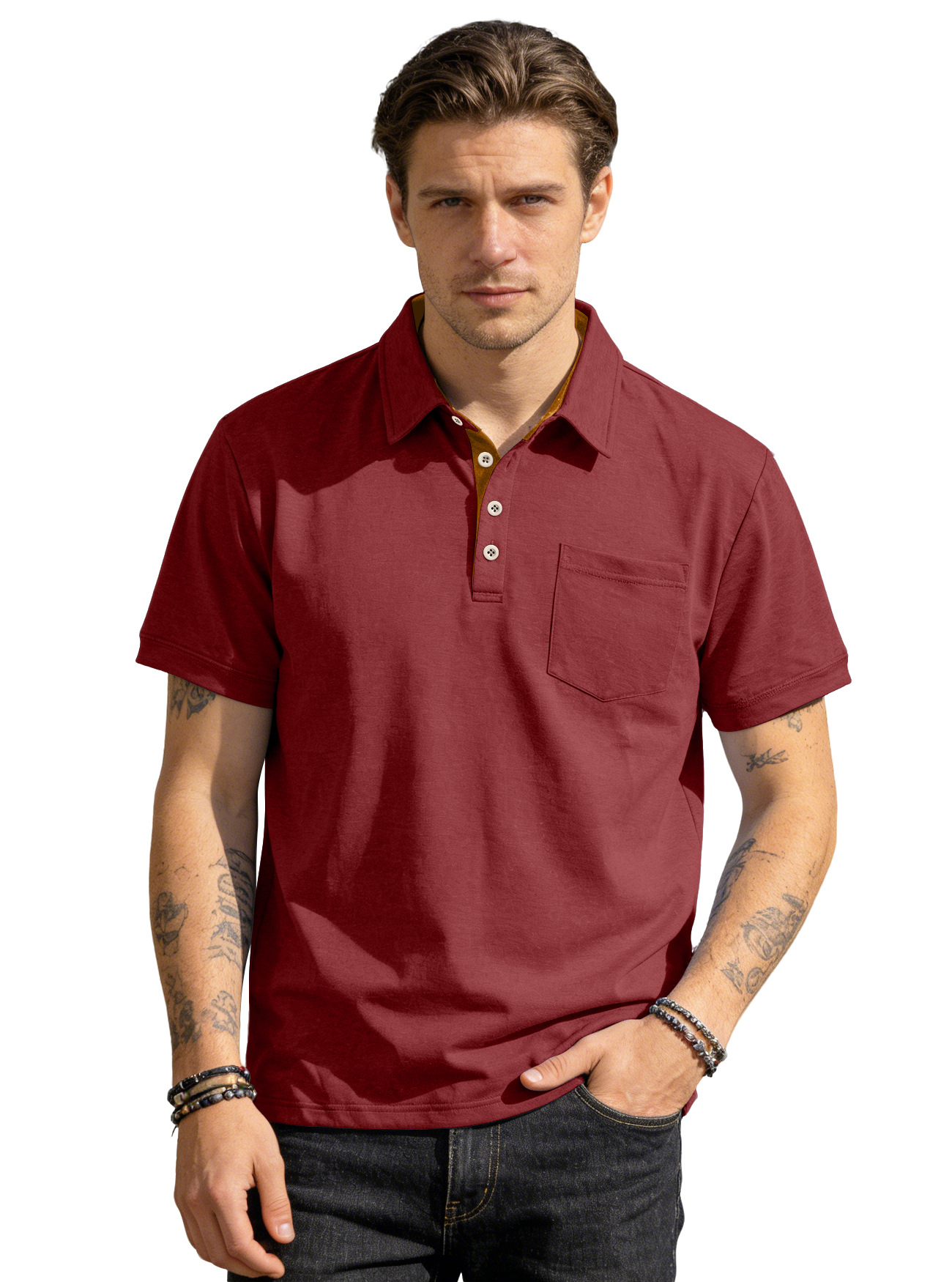 Men's Knit Short Sleeve Polo Shirt