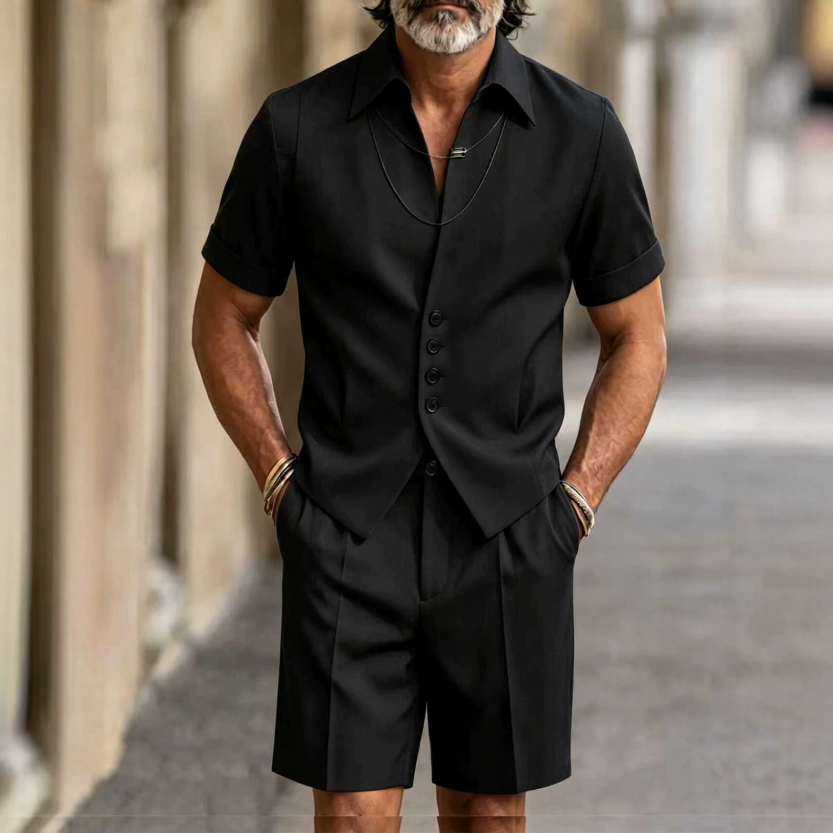 Men's Casual Short Sleeve & Shorts Suit Sets   