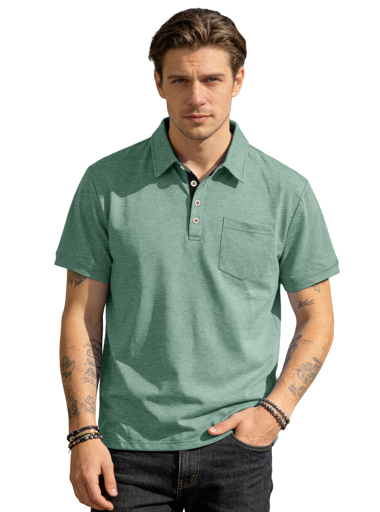 Men's Knit Short Sleeve Polo Shirt