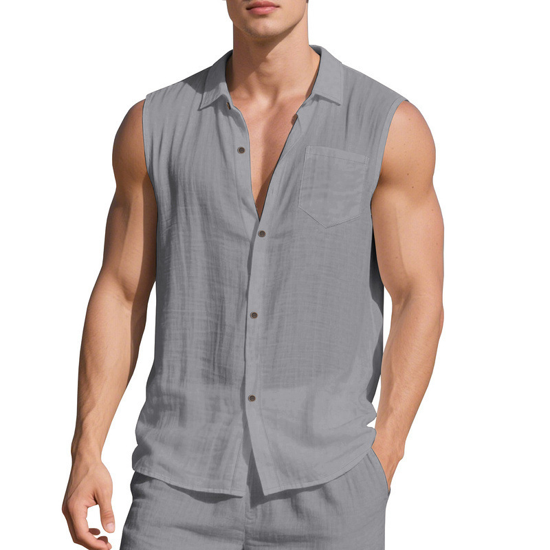 Men's Sleeveless Linen Shirt