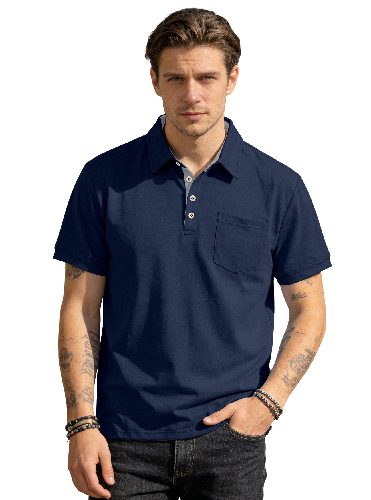Men's Knit Short Sleeve Polo Shirt