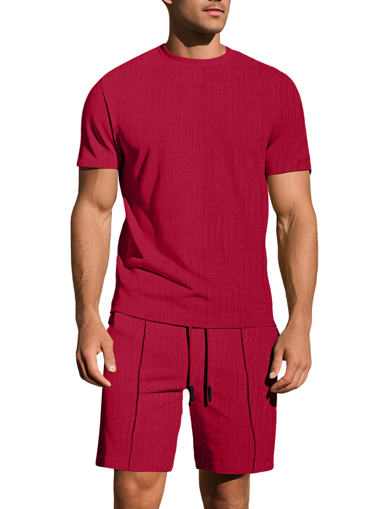 Men's Relaxed Short Sleeve Jacquard Shirt & Shorts Set