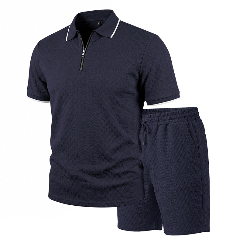 Men's Relaxed Short Sleeve Jacquard Shirt & Shorts Set