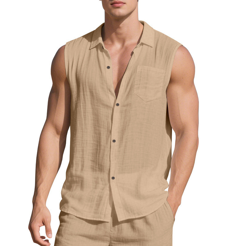 Men's Sleeveless Linen Shirt
