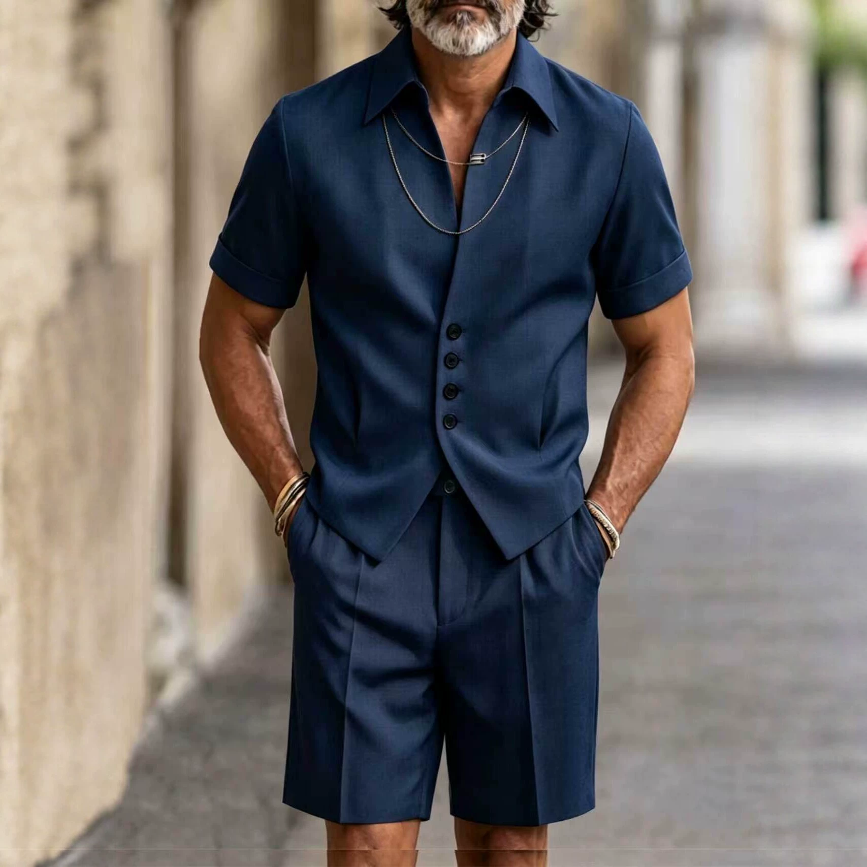 Men's Casual Short Sleeve & Shorts Suit Sets   
