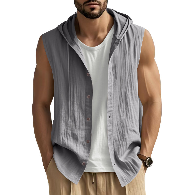 Men's Sleeveless Linen Shirt