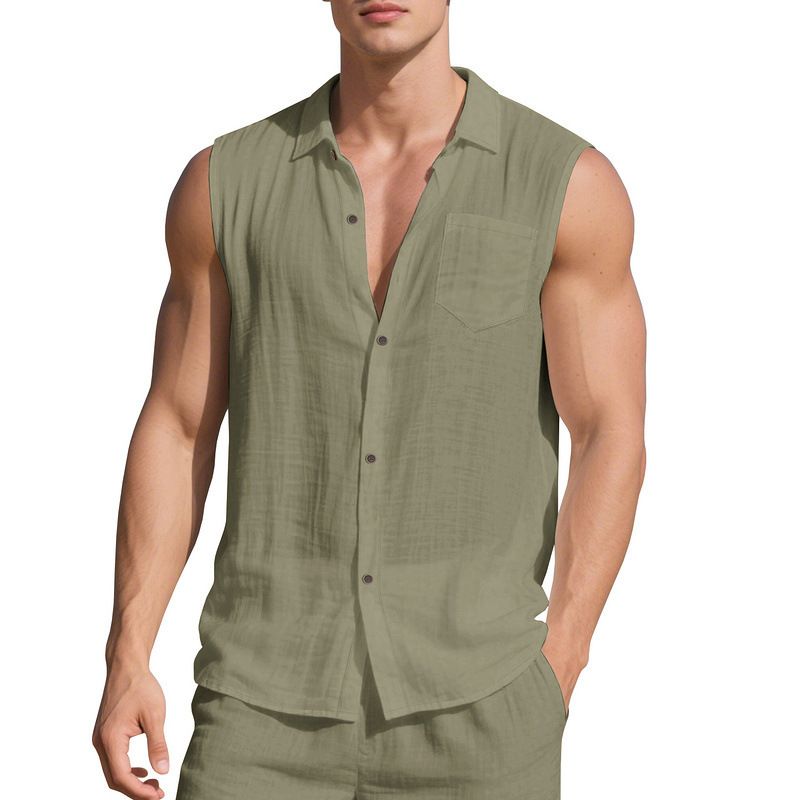 Men's Sleeveless Linen Shirt