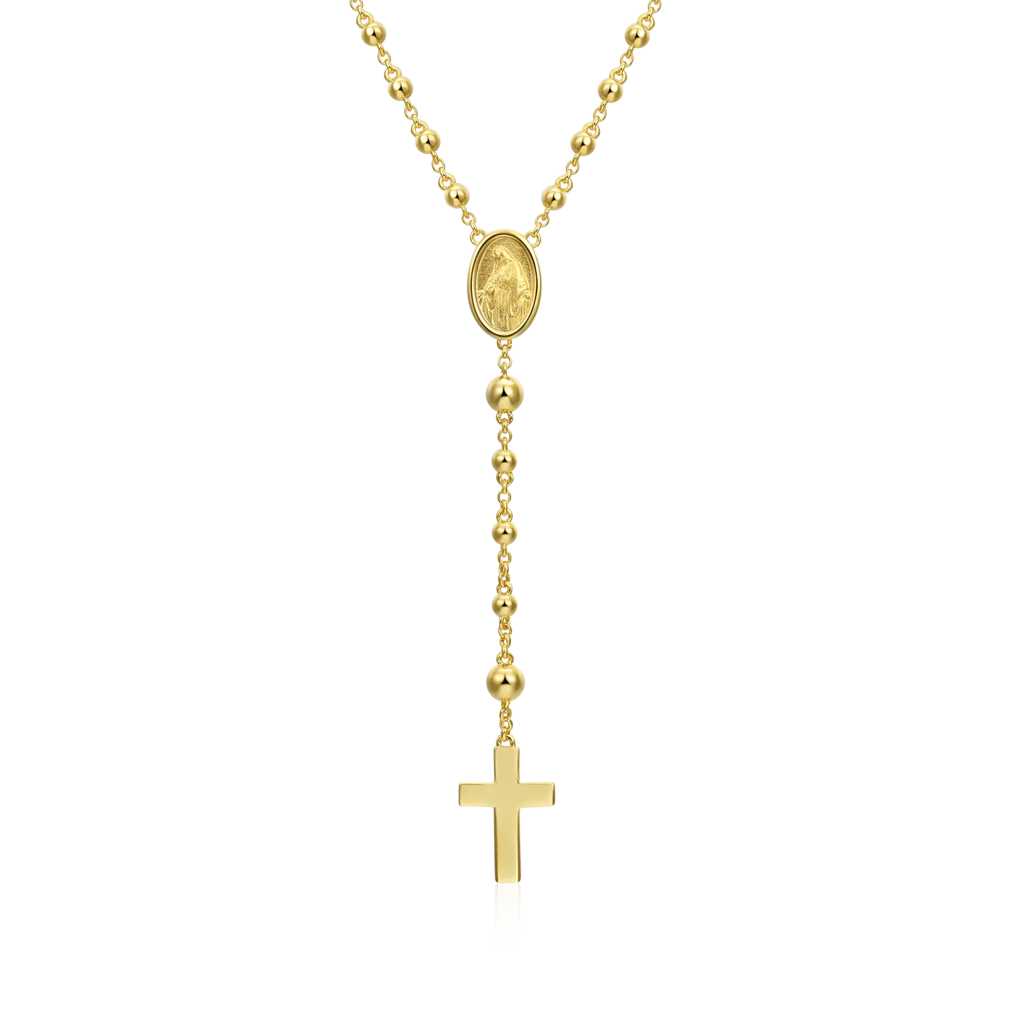 Custom Adjustable 14k Gold Virgin Mary Rosary Necklace