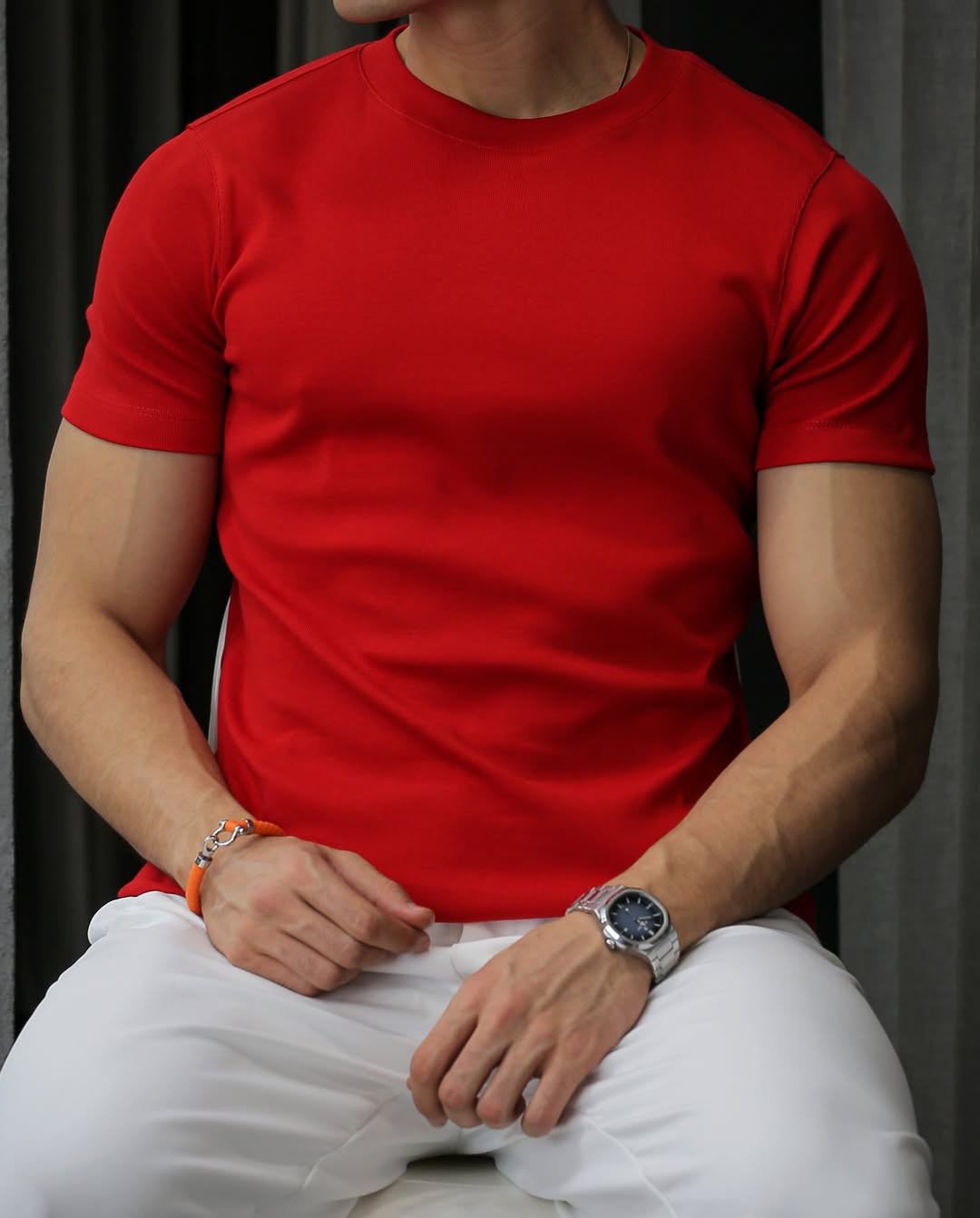Men's Slim Fit Ribbed Knit Crew Neck Short Sleeve T-Shirt