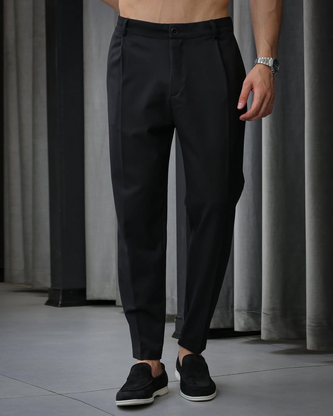 Men's Pleated Front Tailored Tapered Ankle Dress Pants