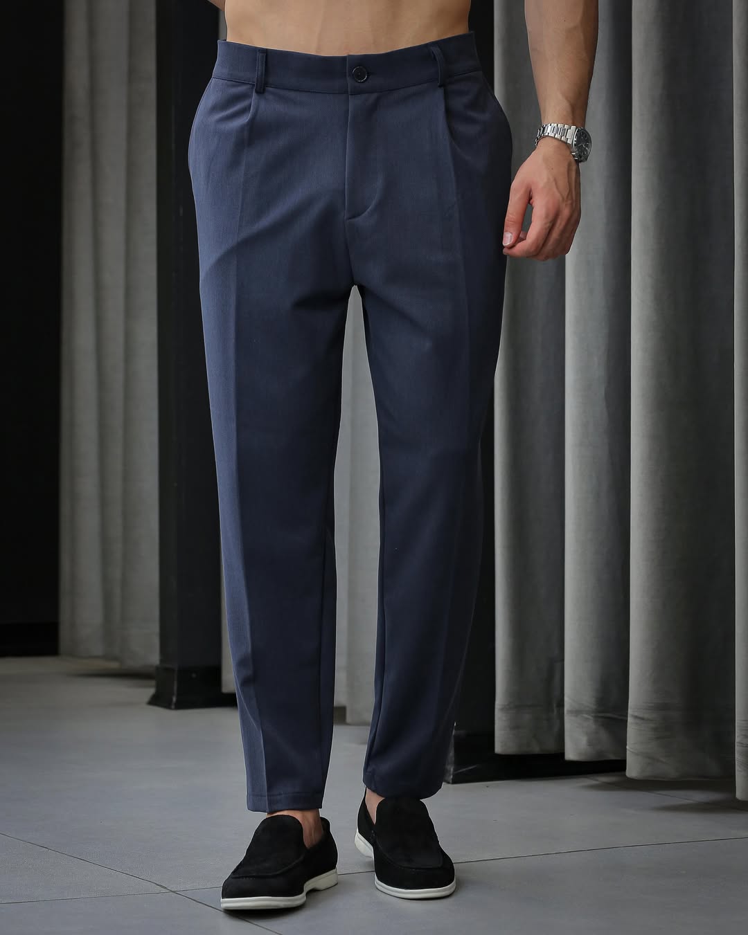 Men's Pleated Front Tailored Tapered Ankle Dress Pants