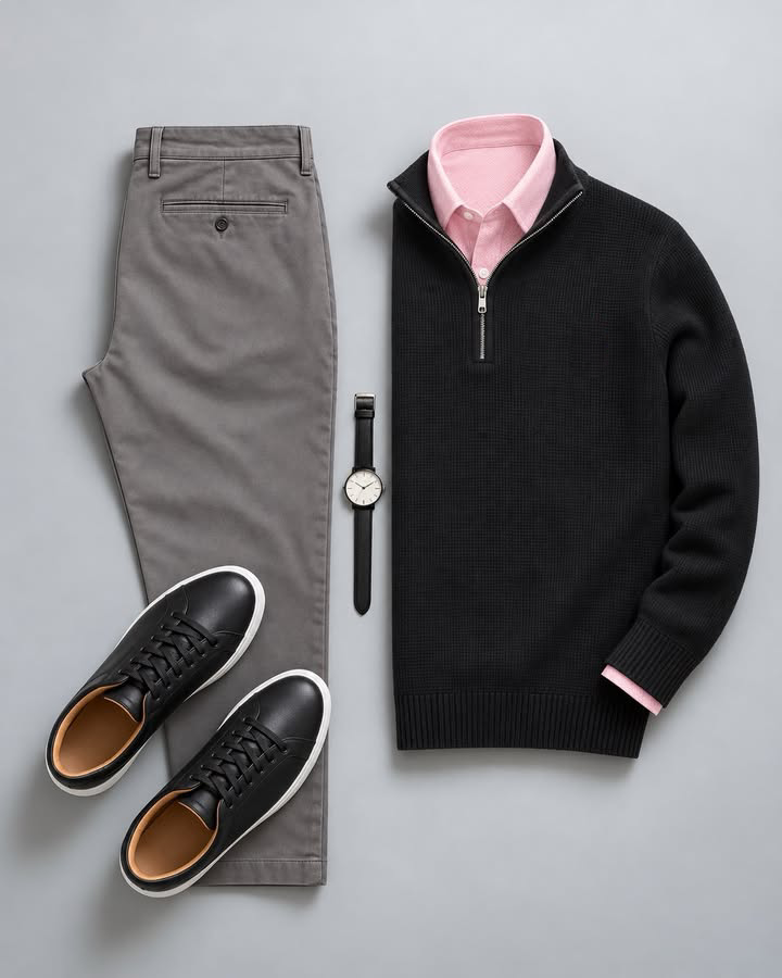 Men's Classic Quarter-Zip Sweater & Pants Set