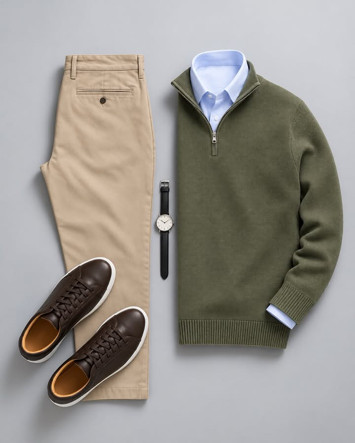 Men's Classic Quarter-Zip Sweater & Pants Set