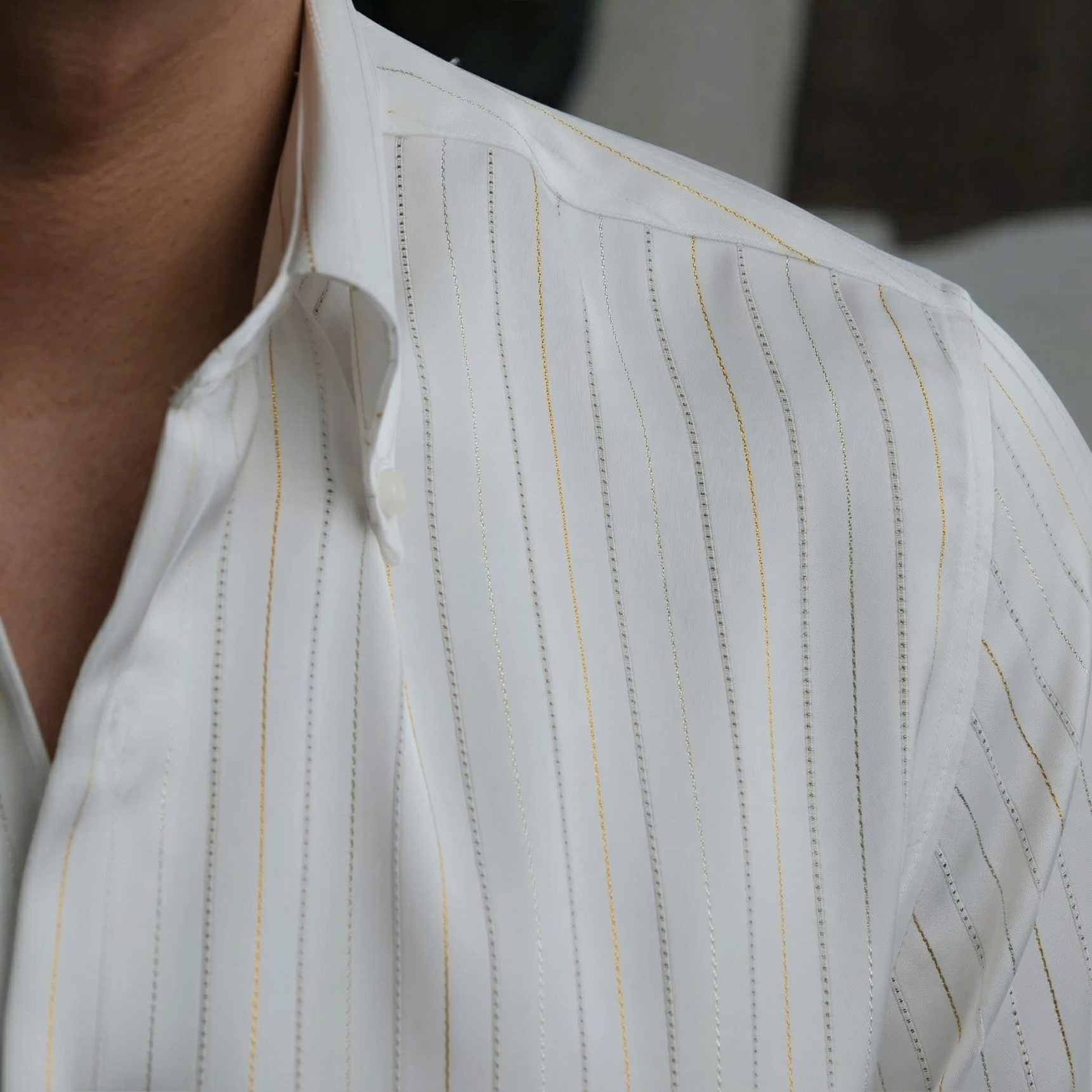 Lugano Metallic Silk Striped Shirt Set