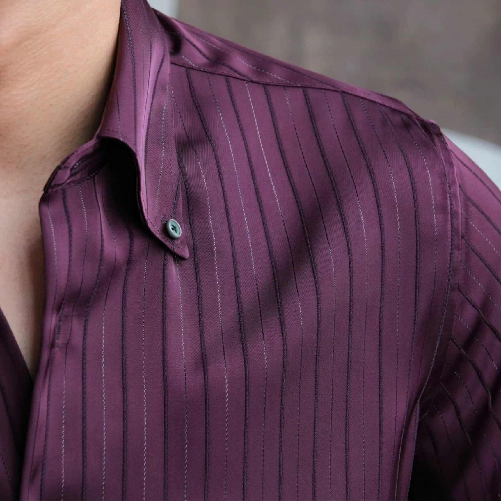 Lugano Metallic Silk Striped Shirt Set