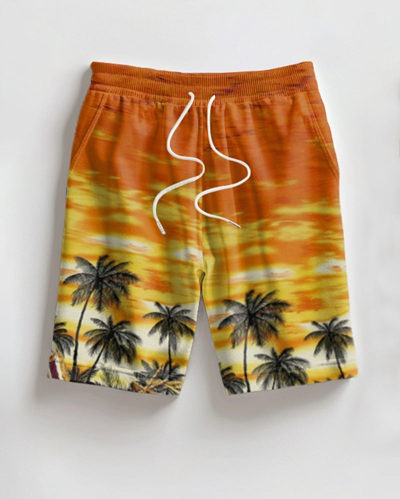 Couple's Stars Stitching Short-sleeved T-shirt Shorts Suit Large