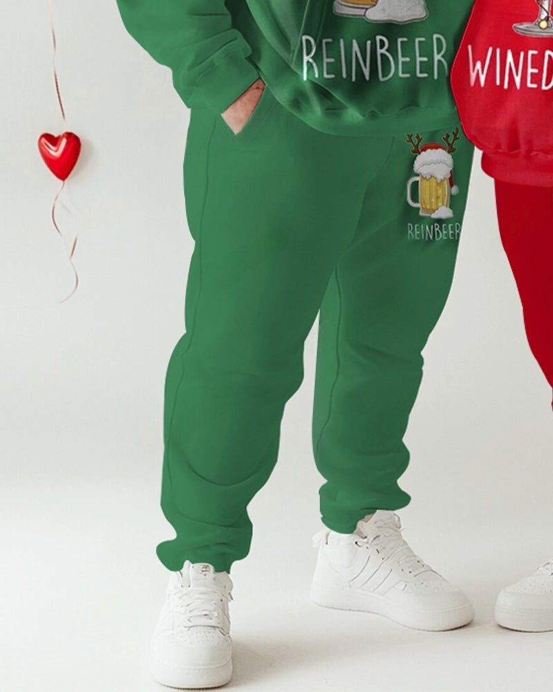 Couple Big & Tall Fashion Casual Christmas Special Print Hoodie Set