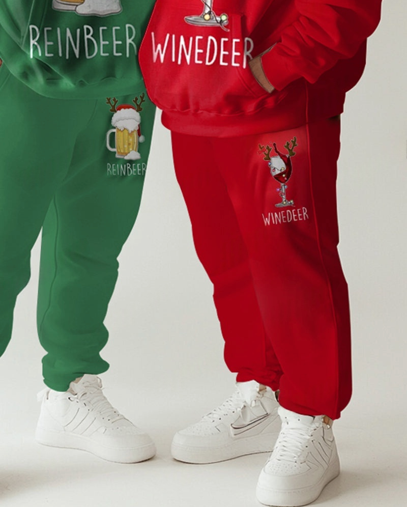 Couple Big & Tall Fashion Casual Christmas Special Print Hoodie Set