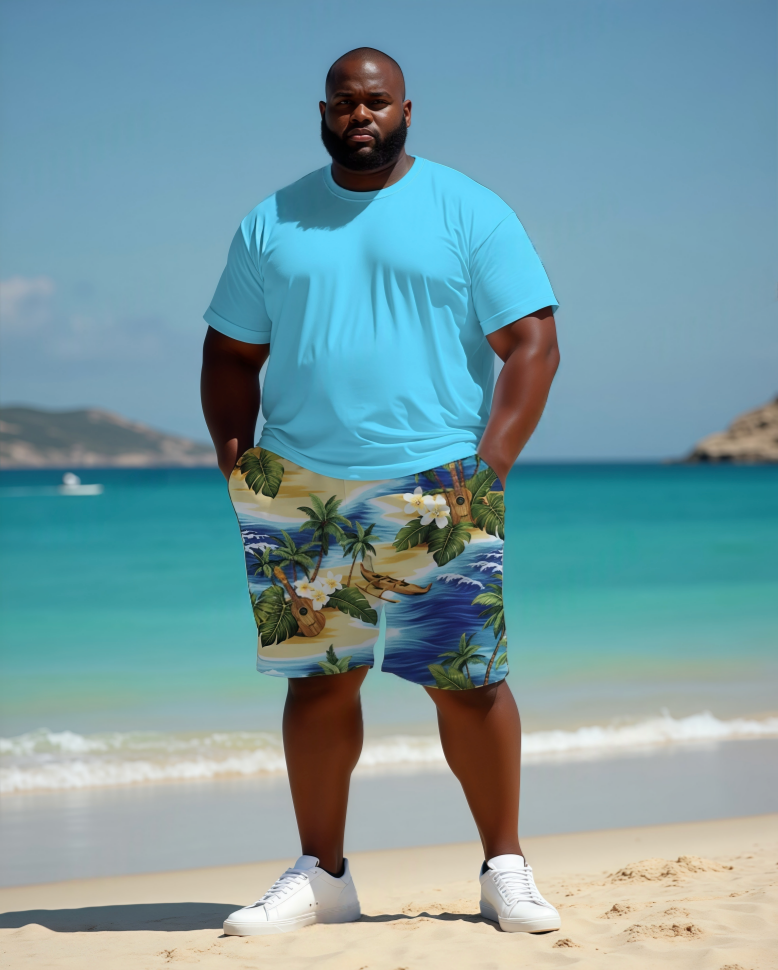 Valentine's Day Blue Short Sleeve T-Shirt Shorts Suit Large