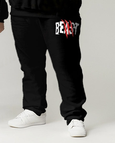 Couples Fashion Casual Plus Size Beauty And Beast Letter Print Hoodie Suit