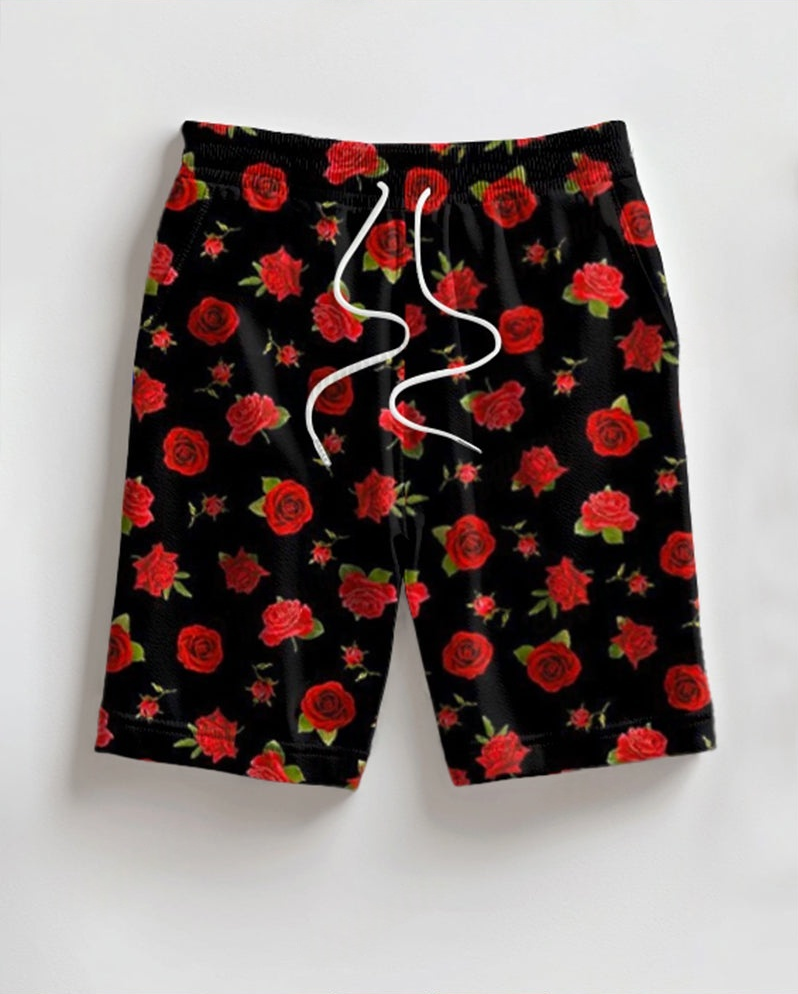 Couple Rose Short-sleeved T-shirt Shorts Suit Large