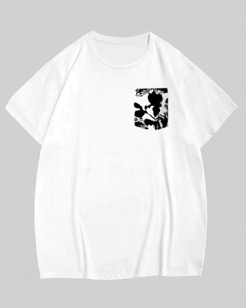 Couple's Signature Chest Flower T-Shirt Pants Suit Large