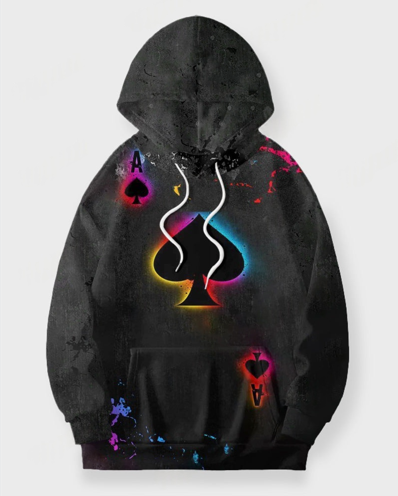 Couple Big and Tall Casual Couple Outfit Poker A Gradient Color Hoodie Set