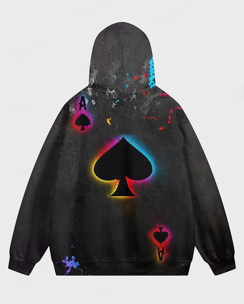 Couple Big and Tall Casual Couple Outfit Poker A Gradient Color Hoodie Set