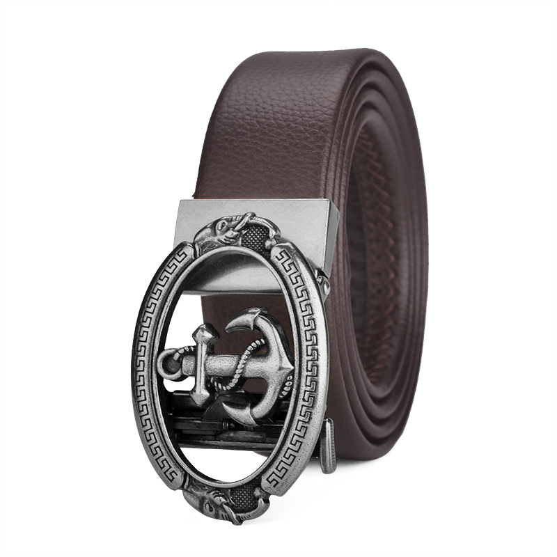 Automatic Anchor Buckle Metal Buckle Leather Belt