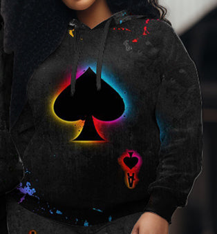 Couple Big and Tall Casual Couple Outfit Poker A Gradient Color Hoodie Set