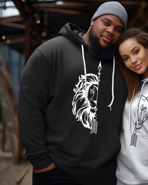 Couple's Plus Size Simple Casual Retro Lover Lion And Panther Long-Sleeved Sweatshirt