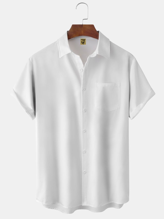 Moisture-wicking Solid Color Chest Pocket Casual Shirt