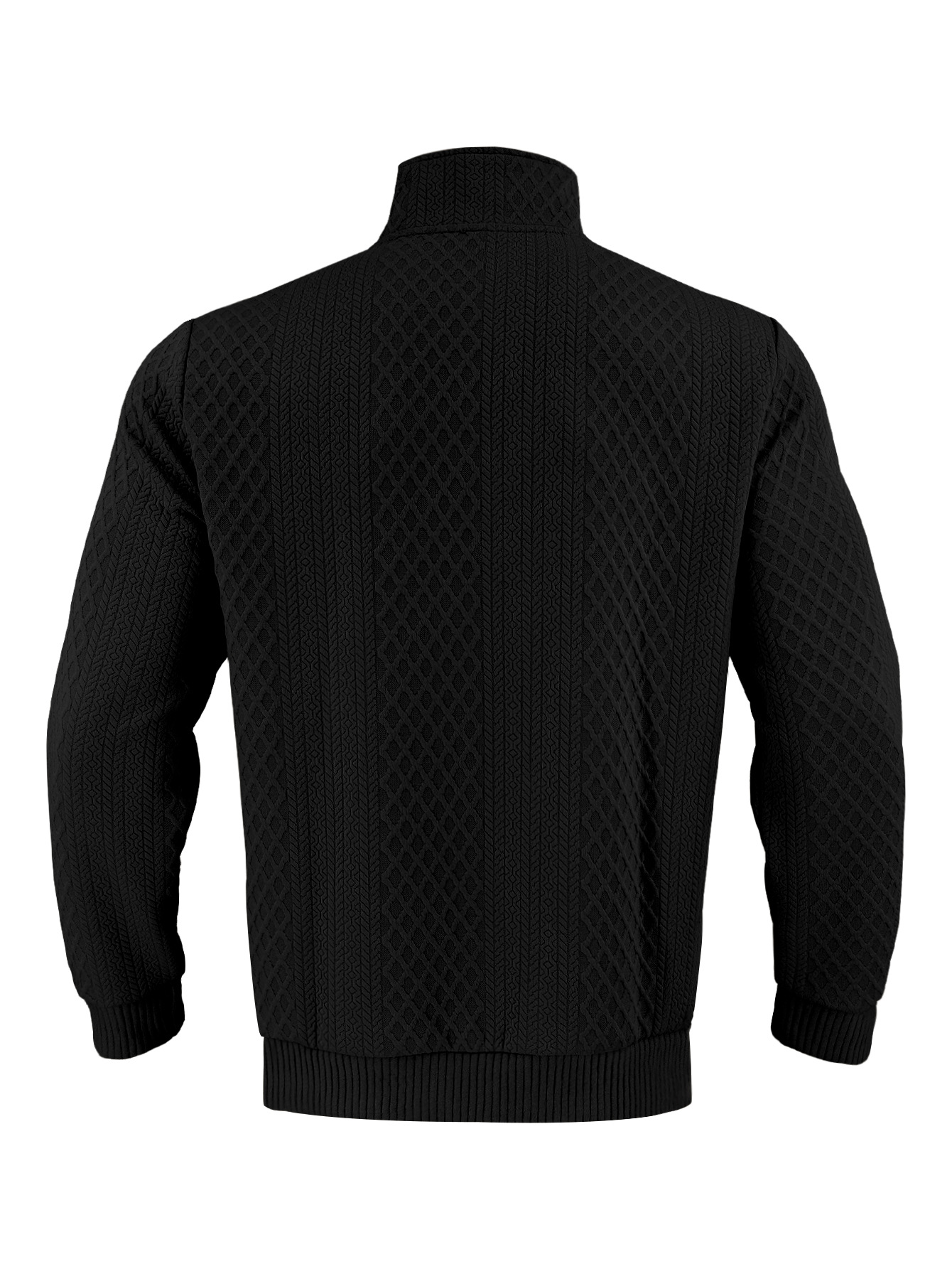 Men's Solid Color Waffle High-Neck Pocket Long Sleeved Sweatshirts
