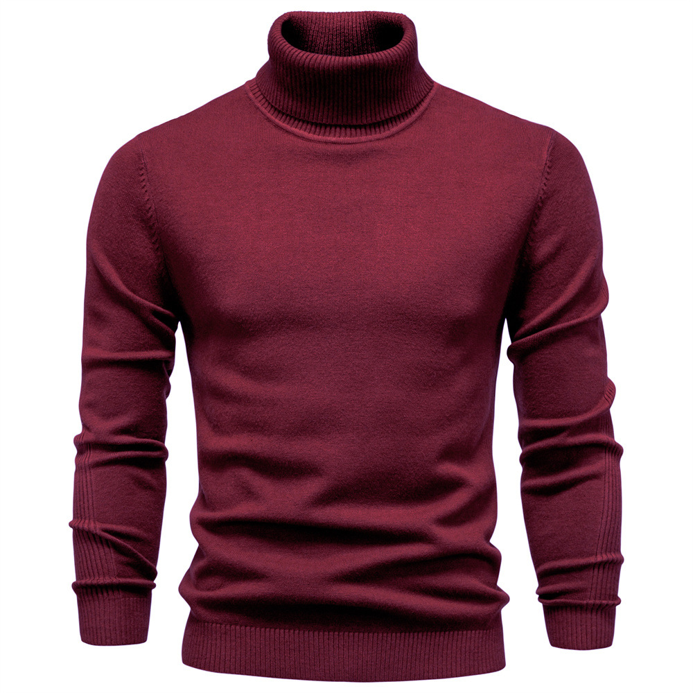Men's Shirtssolid Color Turtleneck Pullover Sweater Tops