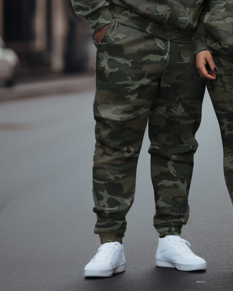 Couple's Large Size His/Her Edicaton Camouflage Hoodie Set