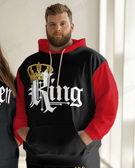 Couple's Fashion Casual Plus Size Queen King Large Letter Print Hoodie Set