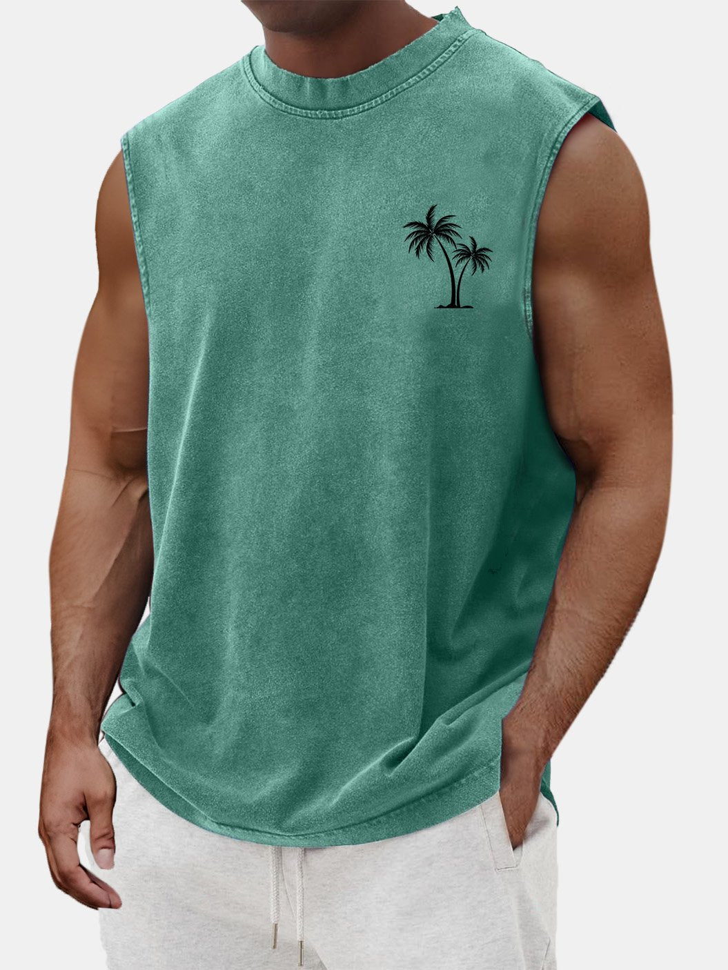 Men's Summer Casual And Comfortable Coconut Print Sleeveless T-shirt