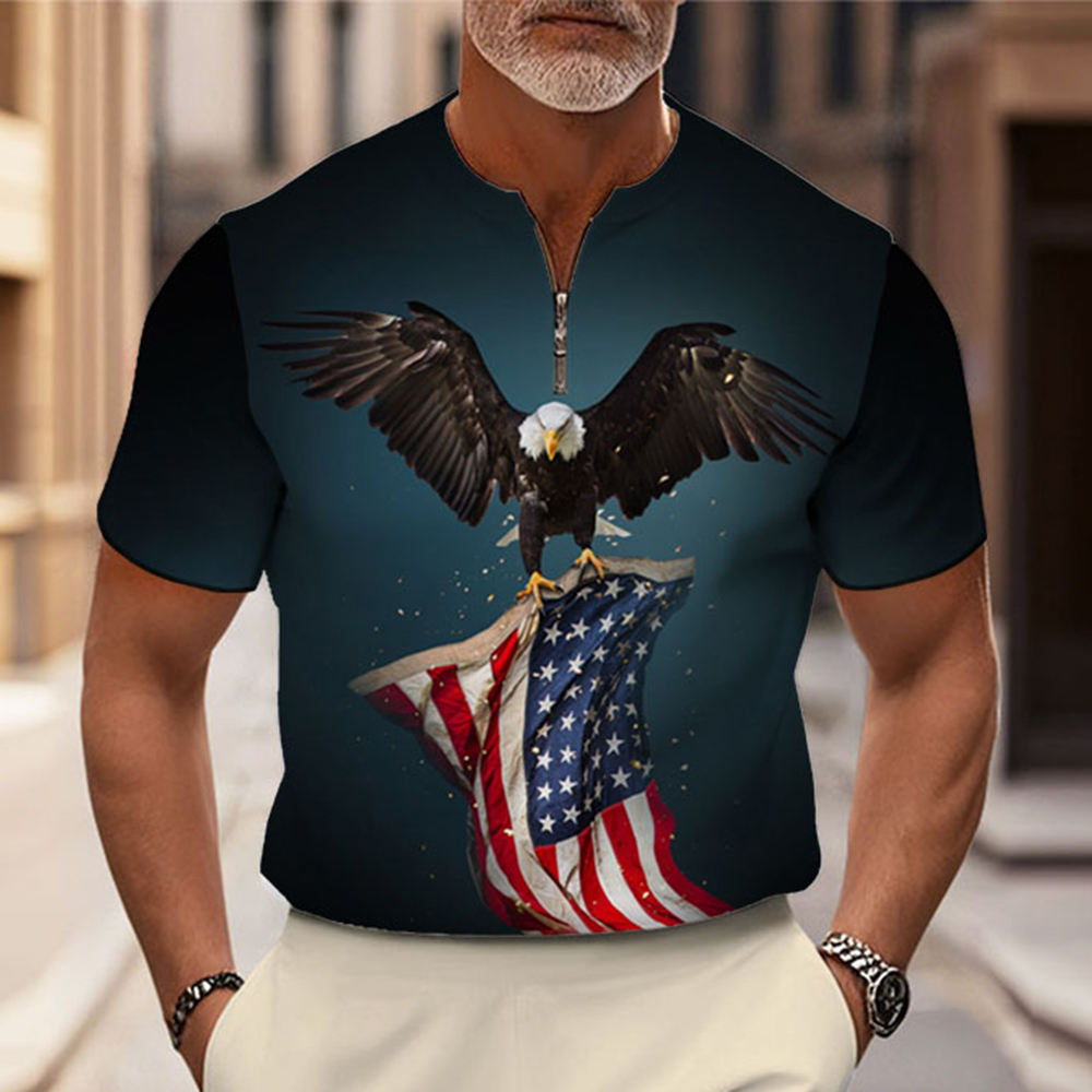 Men's Fashion Casual Round-Neck Geometric Printed Short-Sleeved Two-Piece Set