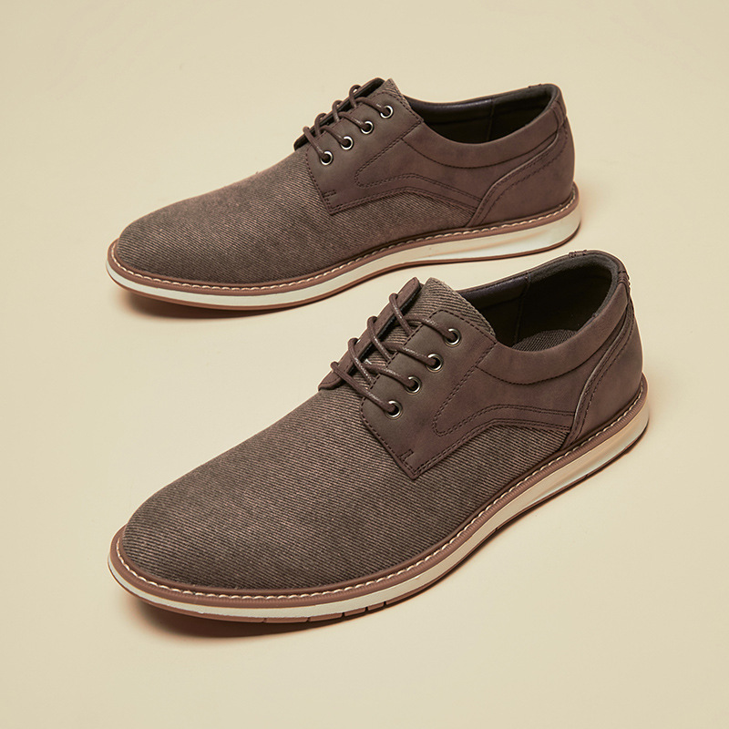 Men's Retro Business Pointed Lace-Up Canvas Shoes