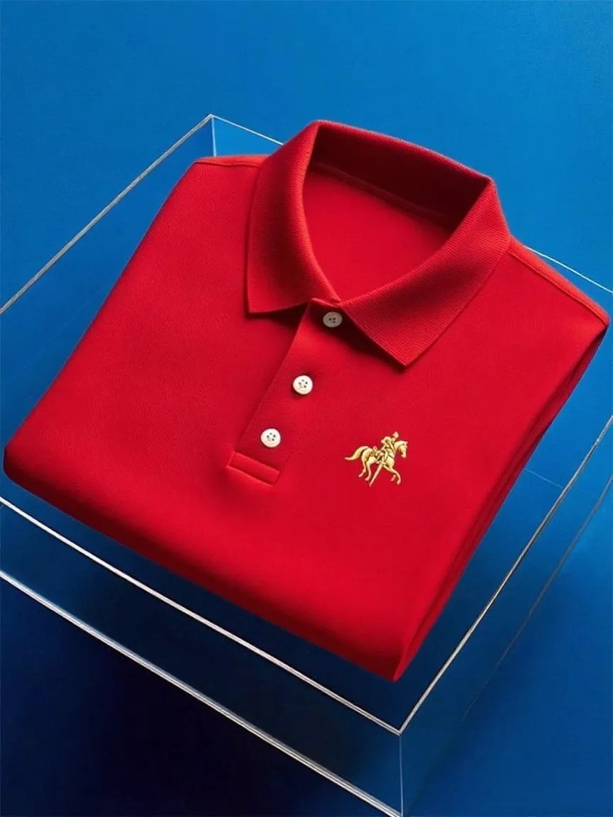 Men's Business Casual Button Short Sleeve Polo Shirt