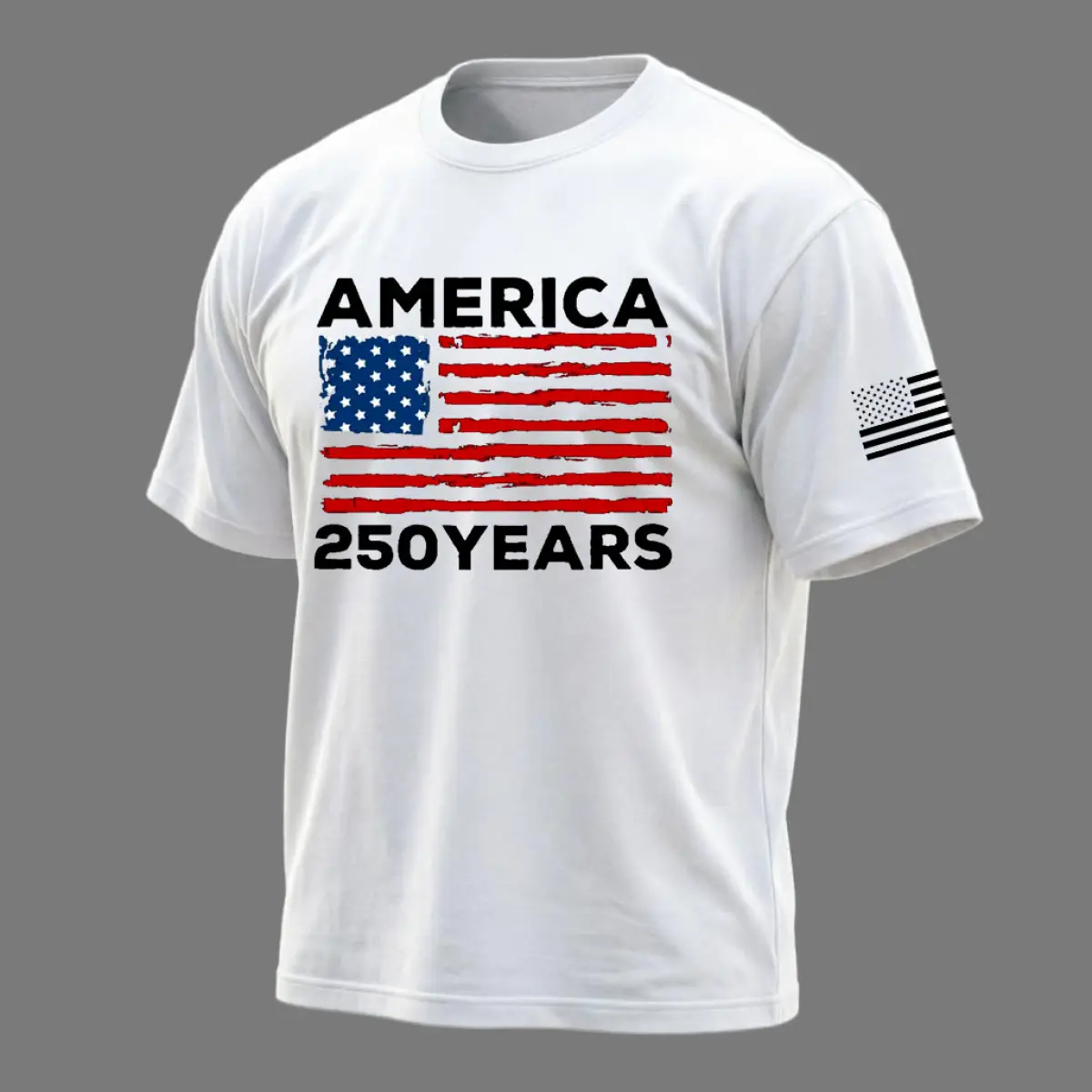 Men's Casual Navy Blue AMERICA Printed Short Sleeved Round Neck T-Shirt