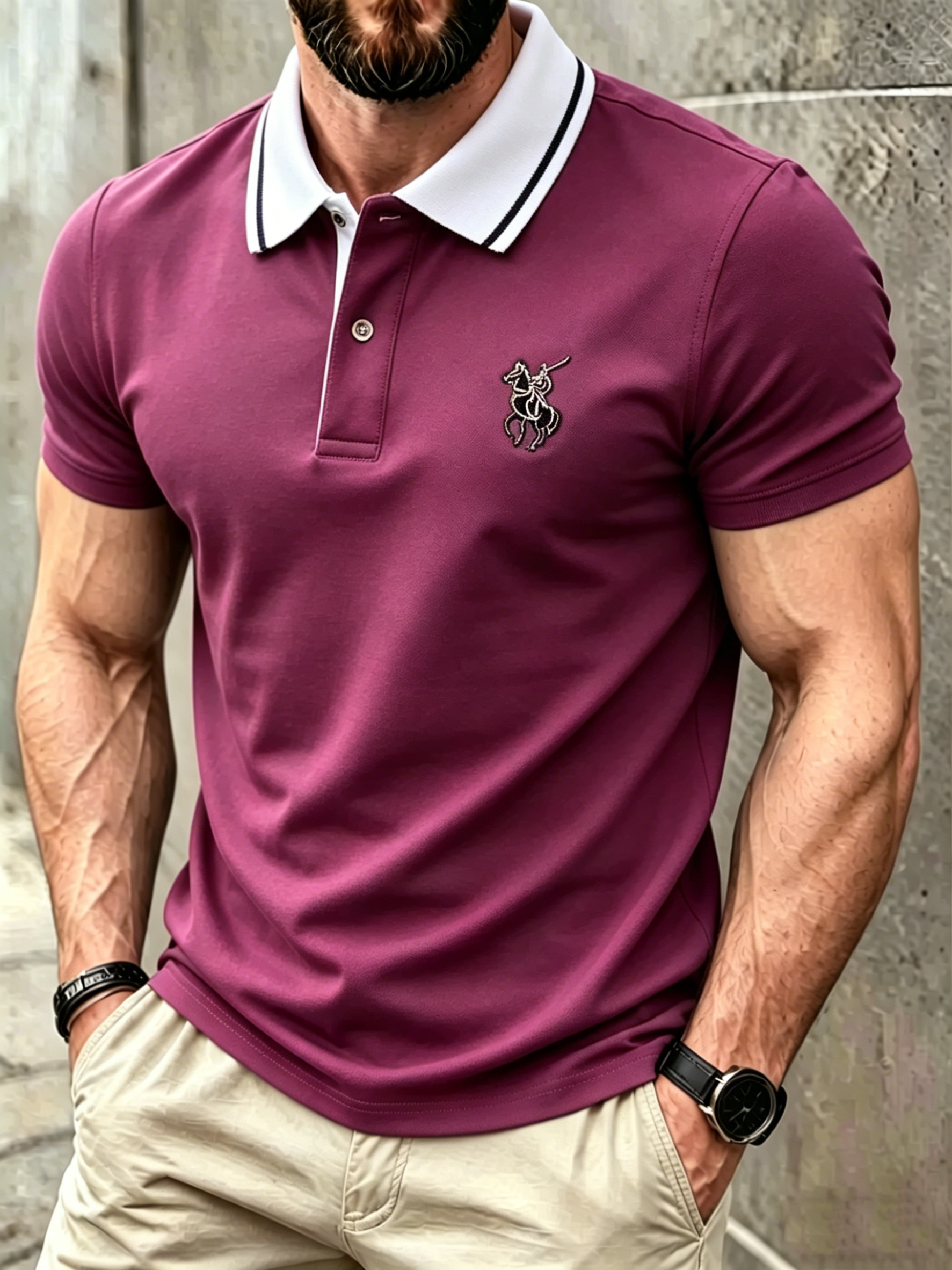 Men's Business Casual Button Short Sleeve Polo Shirt