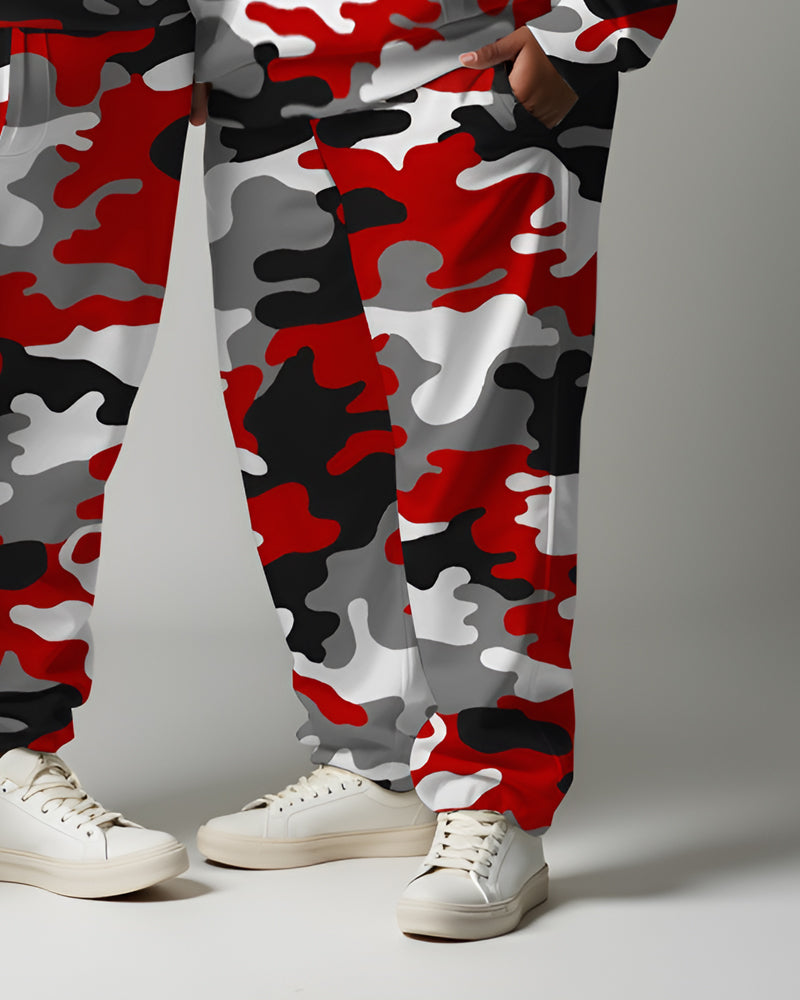 Couple’s Big & Tall Camouflage Playing Cards Print Hoodie Set