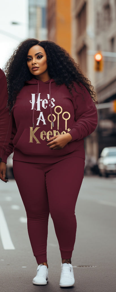 Couple Matching Big & Tall Casual Hoodie Set "She's a Catch-He's a Keep"
