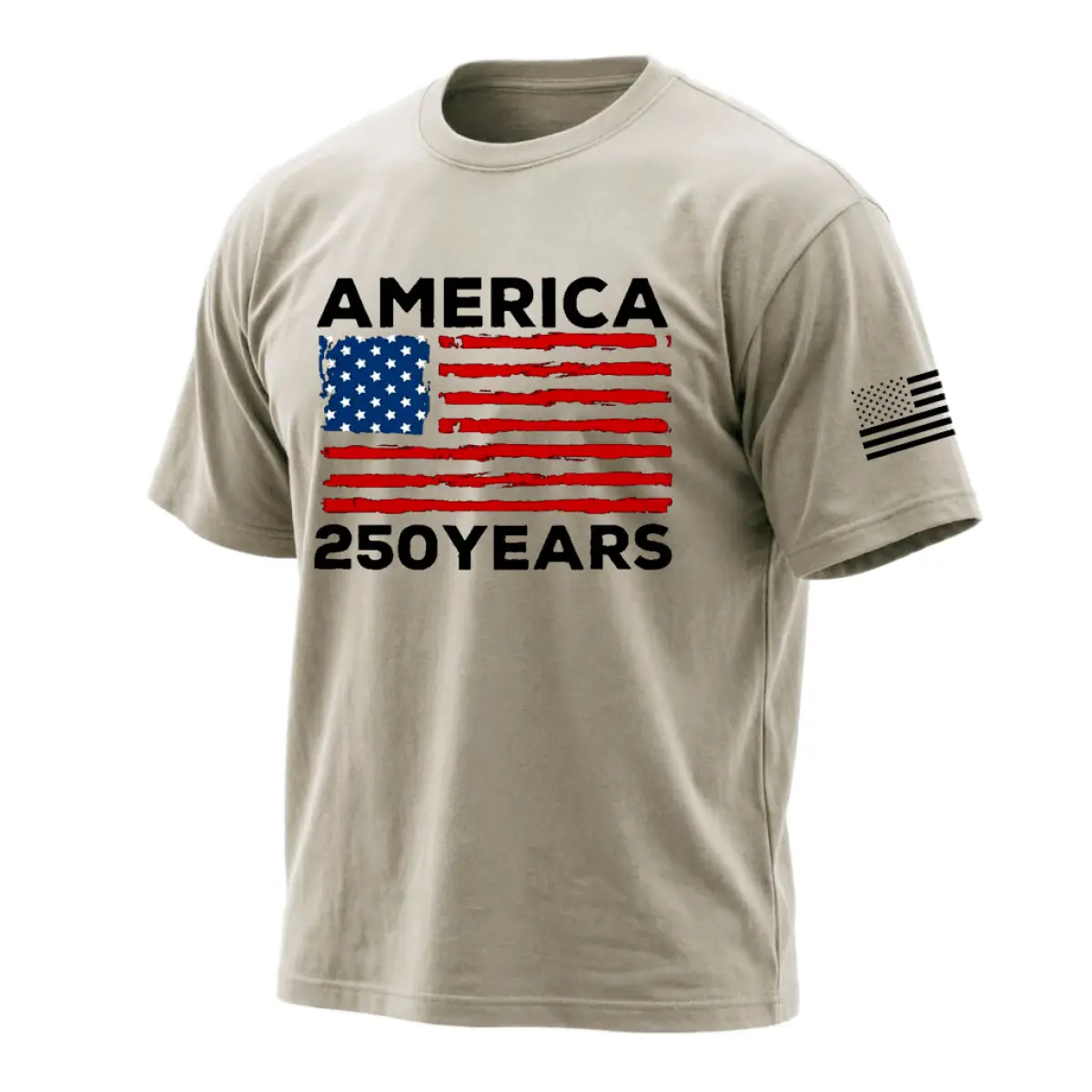 Men's Casual Navy Blue AMERICA Printed Short Sleeved Round Neck T-Shirt